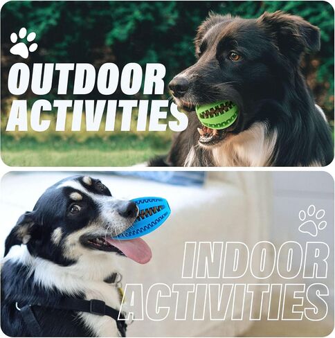 2 Pack Dogs Teething Chew Balls, Interactive Puzzle Dogs Toys for Clean Teeth and Training, Dog Balls for Puppy & Medium Dog (1 Blue +1 Green) in Saudi Arabia