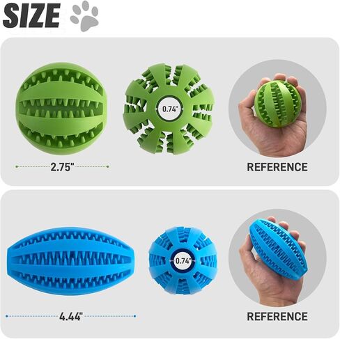 2 Pack Dogs Teething Chew Balls, Interactive Puzzle Dogs Toys for Clean Teeth and Training, Dog Balls for Puppy & Medium Dog (1 Blue +1 Green) in Saudi Arabia