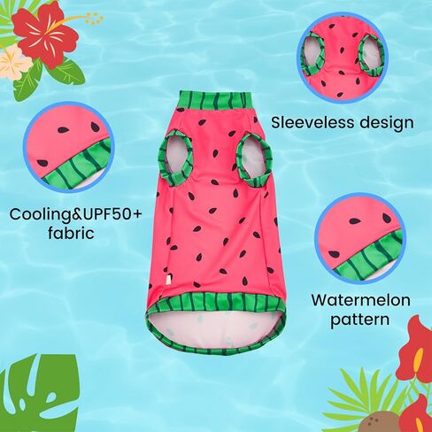 Sphynx Cat Watermelon Shirt &Sun Hat for Summer, Cooling Breathable UPF 50+ Shirt for Cats & Small Dogs Apparel, Shirt and Hat Set for Cats (M (3.5-5.5lbs)) in Kuwait