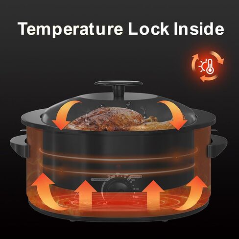 8 Quart Roaster Slow Cooker, 2-in-1 Electric Roaster Oven up to 400°F, Removable Roaster Pan, Easy to Clean, Black in Saudi Arabia
