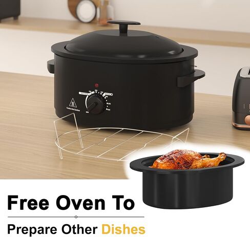 8 Quart Roaster Slow Cooker, 2-in-1 Electric Roaster Oven up to 400°F, Removable Roaster Pan, Easy to Clean, Black in Saudi Arabia