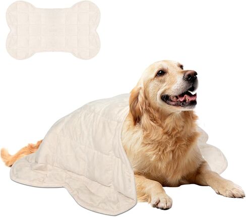 YUSRA Weighted Dog Blanket 5lb, Soft Bone Shape Weighted Calming Blanket for Dogs Perfect for Thunderstorm, Separation, Travel, Fireworks, Small Dog Bed Blanket Machine Washable, Beige, 23 x 35inch in Saudi Arabia
