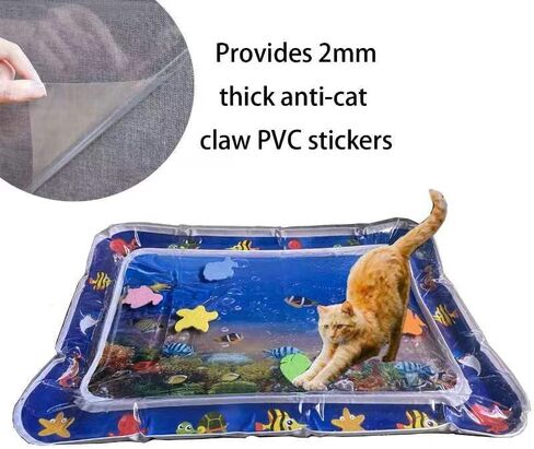 Upgraded Thickened Cat and Dog Water Play Mat with PVC Scratch protrctor Last for at Least 59'59 mins for Playful cat, (Square, Medium) in Saudi Arabia