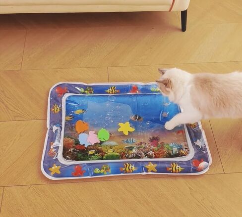 Upgraded Thickened Cat and Dog Water Play Mat with PVC Scratch protrctor Last for at Least 59'59 mins for Playful cat, (Square, Medium) in Saudi Arabia