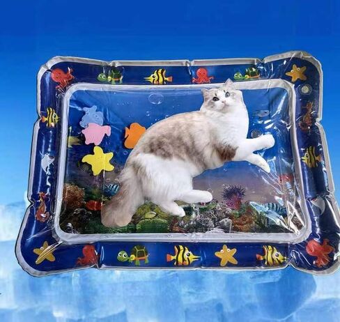Upgraded Thickened Cat and Dog Water Play Mat with PVC Scratch protrctor Last for at Least 59'59 mins for Playful cat, (Square, Medium) in Saudi Arabia