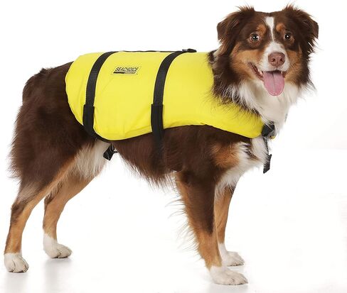 Seachoice Dog Life Vest, Adjustable Life Jacket for Dogs, w/Grab Handle, Yellow, Size Large, 50-90 Lbs. in Saudi Arabia
