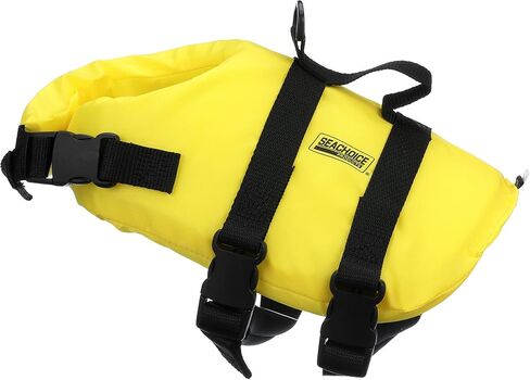 Seachoice Dog Life Vest, Adjustable Life Jacket for Dogs, w/Grab Handle, Yellow, Size Large, 50-90 Lbs. in Saudi Arabia