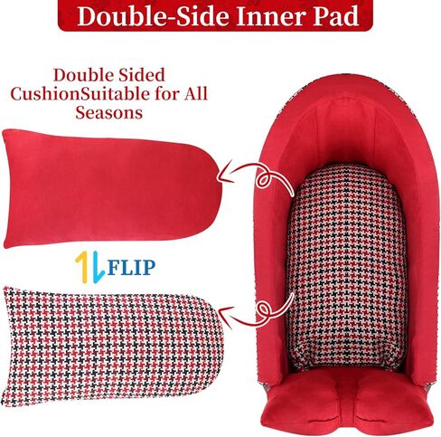 Pet Car Booster Seat for Small Dog or Cat, Removable Washable Center Console Armrest Dog Car Seat with Bow Shape Soft Pillow (Red) in Kuwait