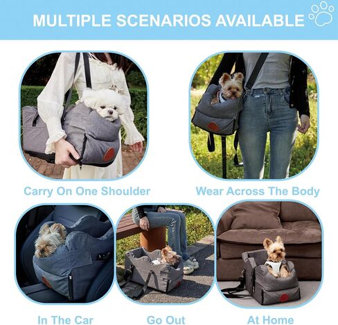 Center Console Dog Car Seat for Small Dogs, NSPNF Puppy Car Seat Up to 9 lbs with Storage Pockets & Waterproof, Pet Booster Seats for Travel Carrier Bed (Dark Grey) in Saudi Arabia