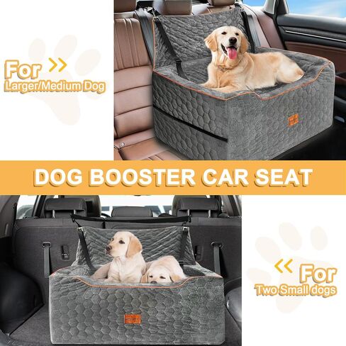 Dog Car Seat for Larger/Medium Dog,Dog Booster Seat,Dog Car Bed,Washable Removable Pet Travel Safety Pet Car Seat with Storage Pockets,Dog Travel Bed Suitable for Dogs Under 60Lbs(Gray) in Saudi Arabia