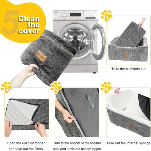 Dog Car Seat for Larger/Medium Dog,Dog Booster Seat,Dog Car Bed,Washable Removable Pet Travel Safety Pet Car Seat with Storage Pockets,Dog Travel Bed Suitable for Dogs Under 60Lbs(Gray) in Saudi Arabia