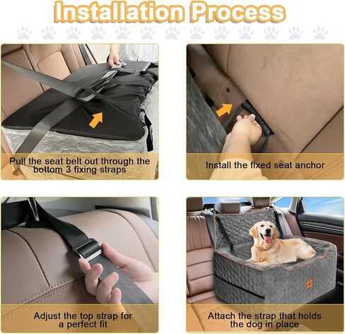 Dog Car Seat for Larger/Medium Dog,Dog Booster Seat,Dog Car Bed,Washable Removable Pet Travel Safety Pet Car Seat with Storage Pockets,Dog Travel Bed Suitable for Dogs Under 60Lbs(Gray) in Saudi Arabia