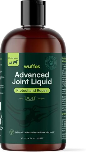 سائل المفاصل المتطور للكلاب من Wuffes - مكمل لدعم الورك والمفاصل مع الجلوكوزامين والكوندرويتين والكولاجين UC-II® وMSM، للسلالات الصغيرة والكبيرة - 16 أونصة in Kuwait