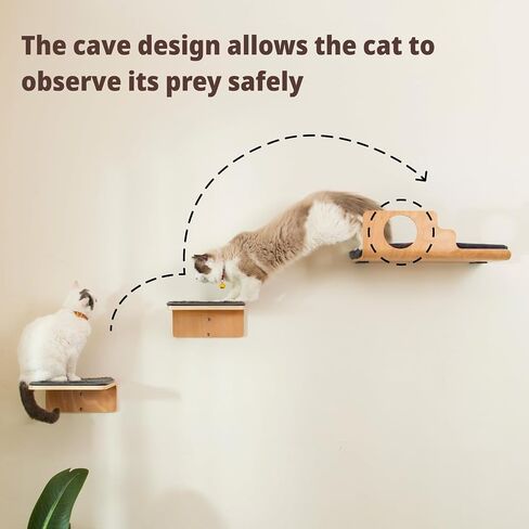Cat Wall Shelves, Creative Design Cat Shelf with Peephole, 19 x 10 inch Cat Wall Furniture with Comfortable Cat Pad, Cat Perch for Sleeping, Playing, and Scratching. in Saudi Arabia