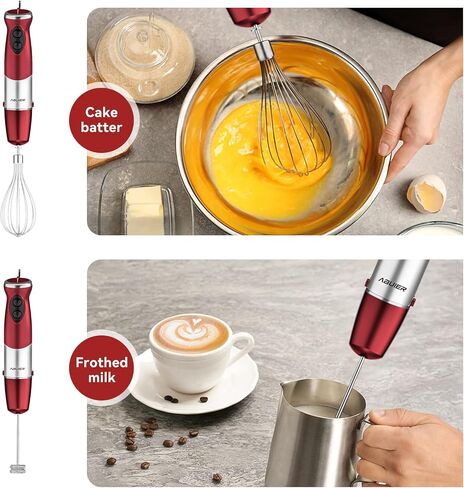 خلاط يدوي 5 في 1، عصا خلاط يدوية أبولر 800 وات، خلاط محمول 12 سرعة 304 من الفولاذ المقاوم للصدأ، مع كوب خلط، مفرمة، خفاقة ورغوة الحليب للحساء، أغذية الأطفال، الصلصة in Kuwait