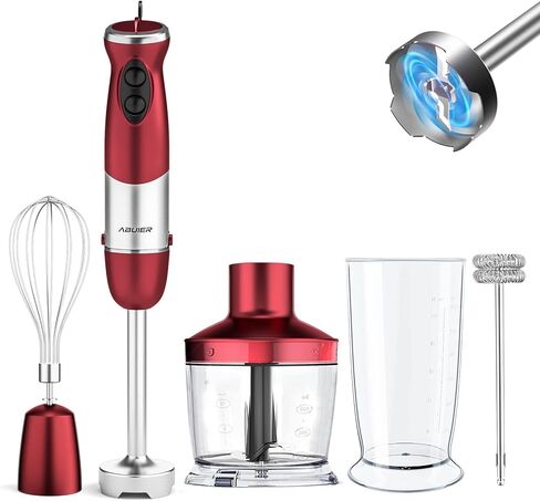 خلاط يدوي 5 في 1، عصا خلاط يدوية أبولر 800 وات، خلاط محمول 12 سرعة 304 من الفولاذ المقاوم للصدأ، مع كوب خلط، مفرمة، خفاقة ورغوة الحليب للحساء، أغذية الأطفال، الصلصة in Kuwait