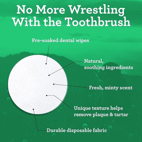 مناديل دكتور جوزيف فيتبرو المتقدمة لأسنان الكلاب، 50 قطعة، منظف أسنان سهل للكلاب والقطط مع النعناع والنعناع، ​​ينعش التنفس، ويقلل من الجير in Kuwait
