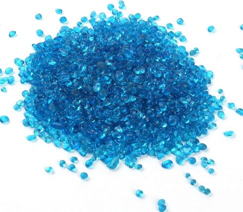 خرز زجاجي مستدير عاكس للضوء، حصى زجاجي، رخام زجاجي، حصى صخور زجاجية نارية، حشوات مزهرية خرز أحجار كريمة لتزيين حديقة حوض السمك 3-6 مم 305 جرام/10.75 أونصة/0.67 رطل (زبرجد) in Kuwait