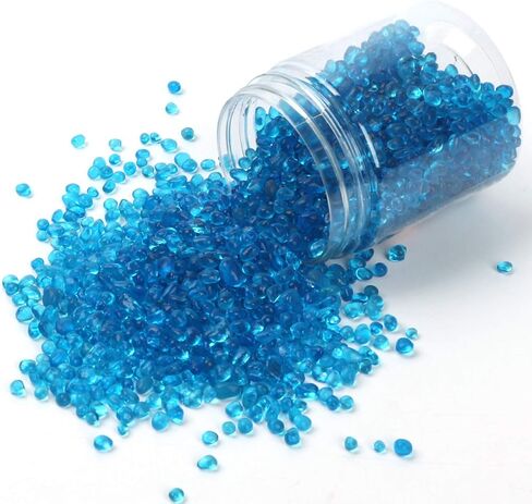 خرز زجاجي مستدير عاكس للضوء، حصى زجاجي، رخام زجاجي، حصى صخور زجاجية نارية، حشوات مزهرية خرز أحجار كريمة لتزيين حديقة حوض السمك 3-6 مم 305 جرام/10.75 أونصة/0.67 رطل (زبرجد) in Kuwait