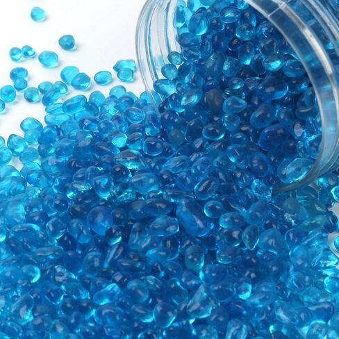 خرز زجاجي مستدير عاكس للضوء، حصى زجاجي، رخام زجاجي، حصى صخور زجاجية نارية، حشوات مزهرية خرز أحجار كريمة لتزيين حديقة حوض السمك 3-6 مم 305 جرام/10.75 أونصة/0.67 رطل (زبرجد) in Kuwait