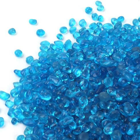 خرز زجاجي مستدير عاكس للضوء، حصى زجاجي، رخام زجاجي، حصى صخور زجاجية نارية، حشوات مزهرية خرز أحجار كريمة لتزيين حديقة حوض السمك 3-6 مم 305 جرام/10.75 أونصة/0.67 رطل (زبرجد) in Kuwait