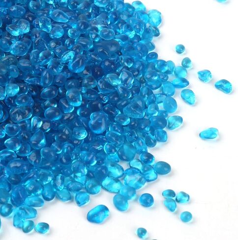خرز زجاجي مستدير عاكس للضوء، حصى زجاجي، رخام زجاجي، حصى صخور زجاجية نارية، حشوات مزهرية خرز أحجار كريمة لتزيين حديقة حوض السمك 3-6 مم 305 جرام/10.75 أونصة/0.67 رطل (زبرجد) in Kuwait