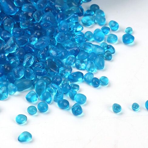 خرز زجاجي مستدير عاكس للضوء، حصى زجاجي، رخام زجاجي، حصى صخور زجاجية نارية، حشوات مزهرية خرز أحجار كريمة لتزيين حديقة حوض السمك 3-6 مم 305 جرام/10.75 أونصة/0.67 رطل (زبرجد) in Kuwait