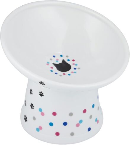 Necoichi Extra Wide Raised Cat Food Bowl, Elevated, Prevent Neck & Whisker Fatigue, Dishwasher and Microwave Safe, No.1 Seller in Japan! (Colorful Dots Limited Edition, Extra Wide Tilted) in Saudi Arabia