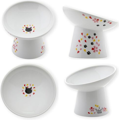 Necoichi Extra Wide Raised Cat Food Bowl, Elevated, Prevent Neck & Whisker Fatigue, Dishwasher and Microwave Safe, No.1 Seller in Japan! (Colorful Dots Limited Edition, Extra Wide Tilted) in Saudi Arabia