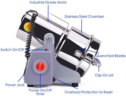 ماكينة طحن كهربائية 2000 جرام مطحنة حبوب تجارية للأغذية الجافة وحبوب القهوة وبذور الذرة والتوابل وطاحنة بهار القمح 110 فولت، 15 × 7.9 بوصة، فضي in Kuwait