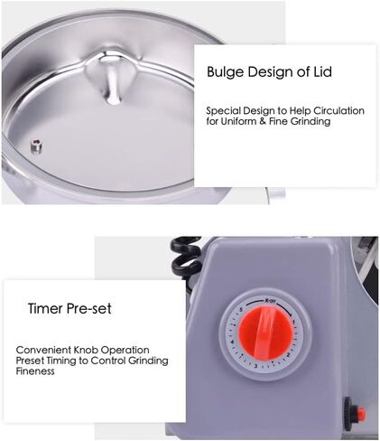 ماكينة طحن كهربائية 2000 جرام مطحنة حبوب تجارية للأغذية الجافة وحبوب القهوة وبذور الذرة والتوابل وطاحنة بهار القمح 110 فولت، 15 × 7.9 بوصة، فضي in Kuwait