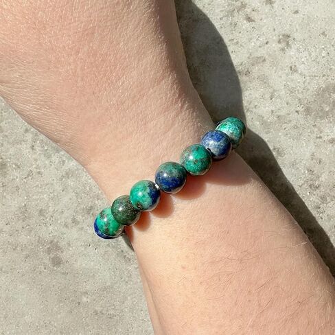 مجموعة هدايا سوار أزوريت مالاشيت قابل للتمدد مقاس 8 مم من دوك ويلارد مع قطعة سيلينيت و3 بطاقات معلوماتية بلورات شفاء ميتافيزيقية ريكي in Kuwait