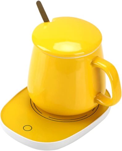 Intelligent Warmer Mug Set, Warmer Cup Spoon Cup Lid Intelligent Heating Cup Cute Duck Shape Smart Mug Heater Kit Auto Stop Comfortable and Thick Mark Cup in Saudi Arabia