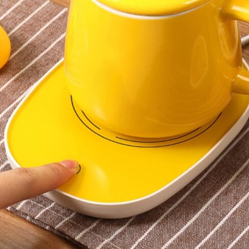 Intelligent Warmer Mug Set, Warmer Cup Spoon Cup Lid Intelligent Heating Cup Cute Duck Shape Smart Mug Heater Kit Auto Stop Comfortable and Thick Mark Cup in Saudi Arabia