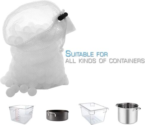 كرات NutriChef Premium Sous Vide 250 بيضاء، تتضمن حقيبة تجفيف للطباخات ودورات الغمر، تقلل من فقدان الحرارة-PKSOUSBL250 in Kuwait