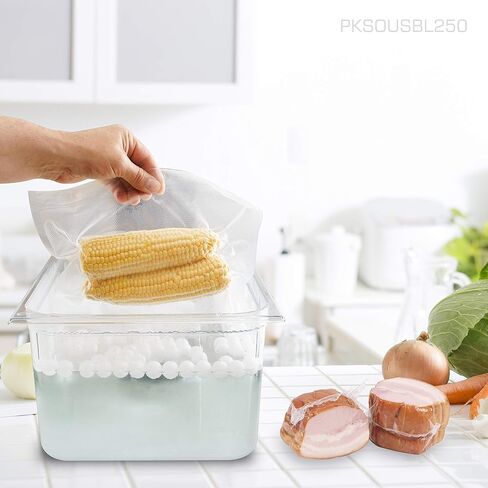 كرات NutriChef Premium Sous Vide 250 بيضاء، تتضمن حقيبة تجفيف للطباخات ودورات الغمر، تقلل من فقدان الحرارة-PKSOUSBL250 in Kuwait