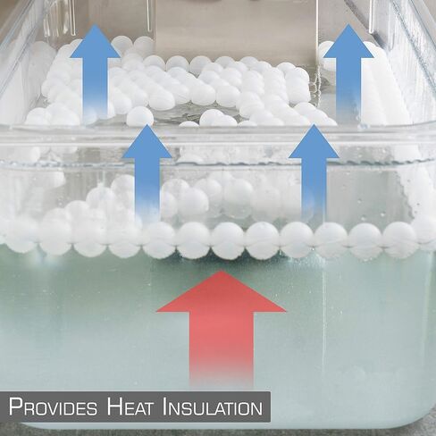 كرات NutriChef Premium Sous Vide 250 بيضاء، تتضمن حقيبة تجفيف للطباخات ودورات الغمر، تقلل من فقدان الحرارة-PKSOUSBL250 in Kuwait