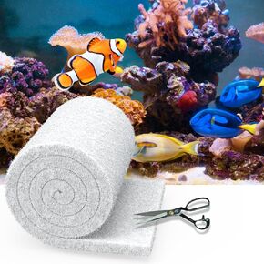 Aquarium Filter Floss 12 * 144 Inches, Cut to Fit Fish Tank Filter, Dual Density Aquarium Filter Pad, Pond Filter Media Roll Clear Water for Freshwater & Saltwater, Safe for Fish, Reef, Turtles