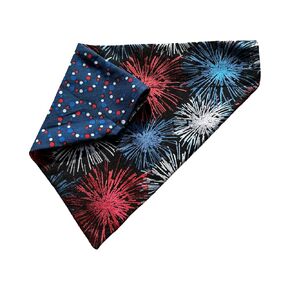 Fourth of July Dog Bandana | Fireworks | Red | White | Blue | Metallic | Dots | Reversible Slip On Dog Bandana | Slip Over The Collar Bandana | Small Medium Or Large Dogs (Stars and popsicles, L)