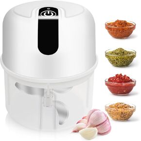 KUFUNG Electric Mini Garlic Chopper - Rechargeable with 3 Reinforced Blades - Portable and Easy to Clean - Food Processor for Garlic, Ginger, Onion, Meat Vegetable and More (White)