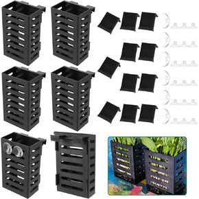6 Pack Aquarium Plant Holder, Fish Tank Plant Holder with 18 Hooks and 24 Suction Cups, Hanging Aquatic Planter Cups for Fish Tank Aquarium Planter and Aquascape Decorations