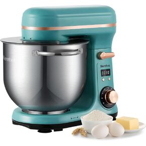 Neretva Stand Mixer, BPA-Free Stainless Steel Mixers Kitchen Electric Stand Mixer [6.34QT& 6-Speed& 400W] Lightweight& Large Capacity& LED Display Kitchen Mixer with Whisk, Flat Beater, Dough Hook
