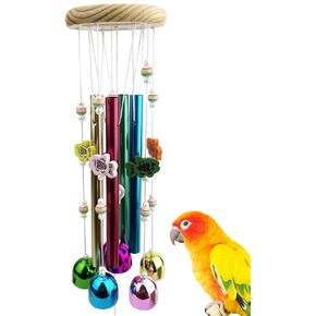Bird Chewing Toys, Conure Wind Chimes Chewing Toy with Colorful Stick, Bird Parrot Cage Hanging Bells Toys for Conure, Budgie, Parakeet, Caique, Cockatiel, Lovebird, Finch