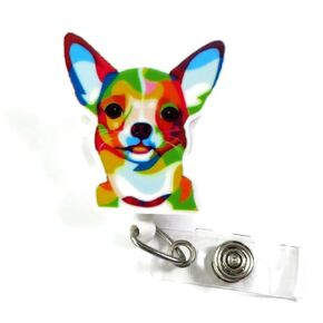 Dog Badge Reel, Chihuahua Nurse Badge Reel, Funny Animal ID Holder, Cute Chihuahua Puppy ID Badge Clip, Vet Tech Veterinarian Badge