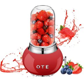 OTE Retro Blender for Shakes and Smoothies with 14 Oz Glass Jar, 4 Stainless Steel Blades, BPA Free, 20000r/m, Personal Glass Blender Best Choice for Kitchen Fruit Juicer Machines -Green
