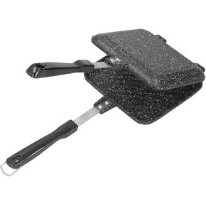 Double Sided Frying Pan, Stovetop Sandwich Maker Pan Aluminum Flip Pan Sandwich Panini Maker Pan for Home Kitchen