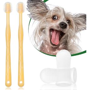 4 عبوات من فرشاة أسنان القطط والكلاب 360 درجة سيليكون ناعمة للكلاب والقطط 360 درجة مع فرشاة أسنان الإصبع طقم تنظيف أسنان الكلاب والقطط والعناية بالأسنان للكلاب الصغيرة والمتوسطة والكبيرة والقطط والجرو والكلب والقطط in Kuwait