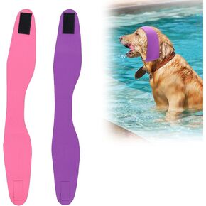 2pcs Dog Bath Cap, Waterproof Snood Dog Swim Cap Ear Wraps Pet Ear Muffs Swimming Supplies for Pets Dogs Cats (Pink,Purple)