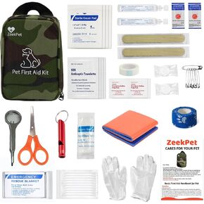 Pet First Aid Kit Portable Adventure Medical Travel Kit Perfect for Outdoor Activities with Dog or Cat- First Aid Splint Multi-Function Magnifying Glass & Emergency Blanket