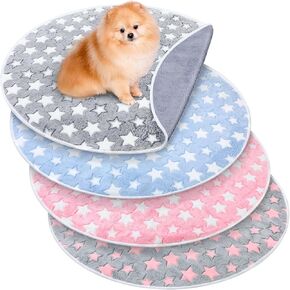 4 Pcs Round Whelping Pee Pads Washable for Dogs Waterproof Pet Training Pads Reusable Puppy Pads Whelping Pads Non slip Cat Dog Bed Mat for Crate Kennel(36 Inches,Large Star)